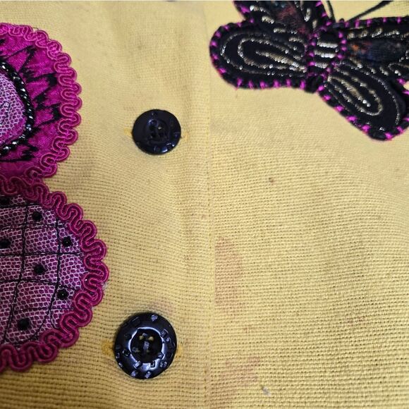 VINTAGE Anage butterfly applique button up collared clowncore jacket blazer S - Picture 8 of 11